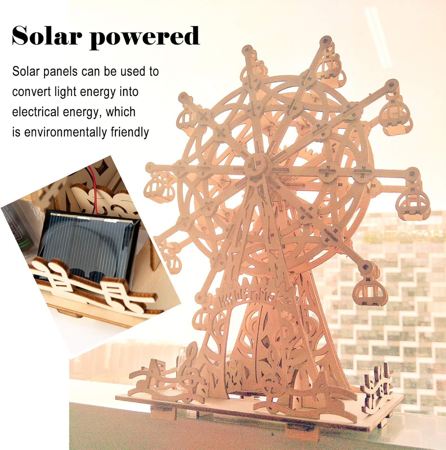 Solar 3D Wooden Puzzles for Adults Birthday Gifts Wood Ferris Wheel DIY Model Kit Puzzle Building Toys for Age 14+ Years Old