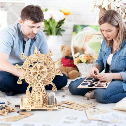 Solar 3D Wooden Puzzles for Adults Birthday Gifts Wood Ferris Wheel DIY Model Kit Puzzle Building Toys for Age 14+ Years Old