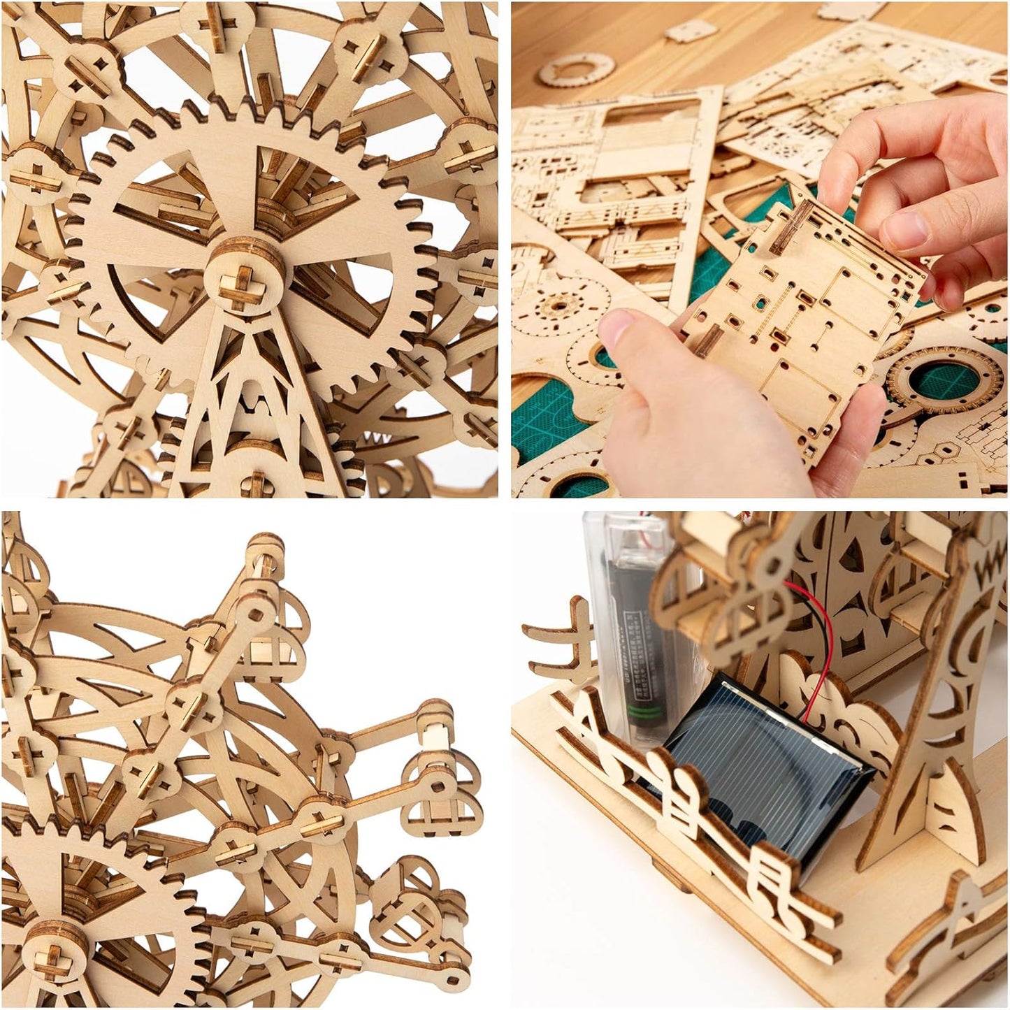 Solar 3D Wooden Puzzles for Adults Birthday Gifts Wood Ferris Wheel DIY Model Kit Puzzle Building Toys for Age 14+ Years Old