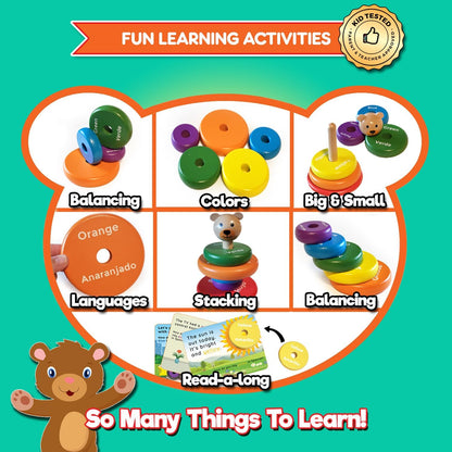 Baby Toys Wooden Stacking Rings - Bilingual Educational Toys for 2 Year Old | Learn Rainbow Colors in English & Spanish | Wood Building Blocks with Toddler Games Learning Activities Ebook