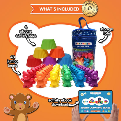 Jumbo Counting Bears with Stacking Cups - Montessori Educational Sorting Rainbow Toys for 3 Year Old Boys and Girls with 48 Preschool Math Manipulatives, Toy Storage and Toddler Games Ebook