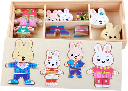 Wooden Jigsaw Puzzle 72 Pcs Kids Early Educational Toys Dress-Up Puzzle Set