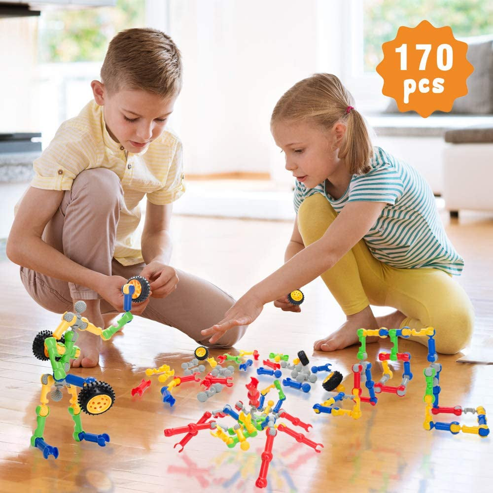 Building Blocks for Kids, 170 Pcs STEM Toys for Boys and Girls, Safe and Creative Toy for Age 3+, Educational Activities (170 PCS)