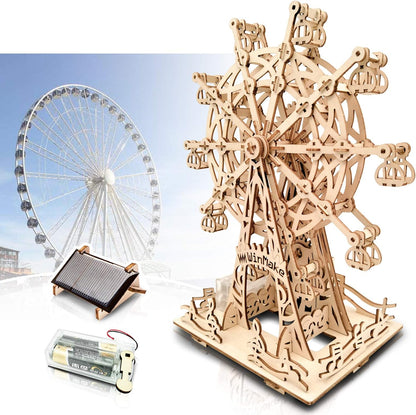 Solar 3D Wooden Puzzles for Adults Birthday Gifts Wood Ferris Wheel DIY Model Kit Puzzle Building Toys for Age 14+ Years Old