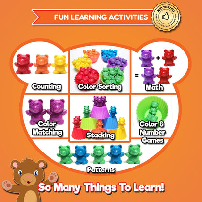 Jumbo Counting Bears with Stacking Cups - Montessori Educational Sorting Rainbow Toys for 3 Year Old Boys and Girls with 48 Preschool Math Manipulatives, Toy Storage and Toddler Games Ebook