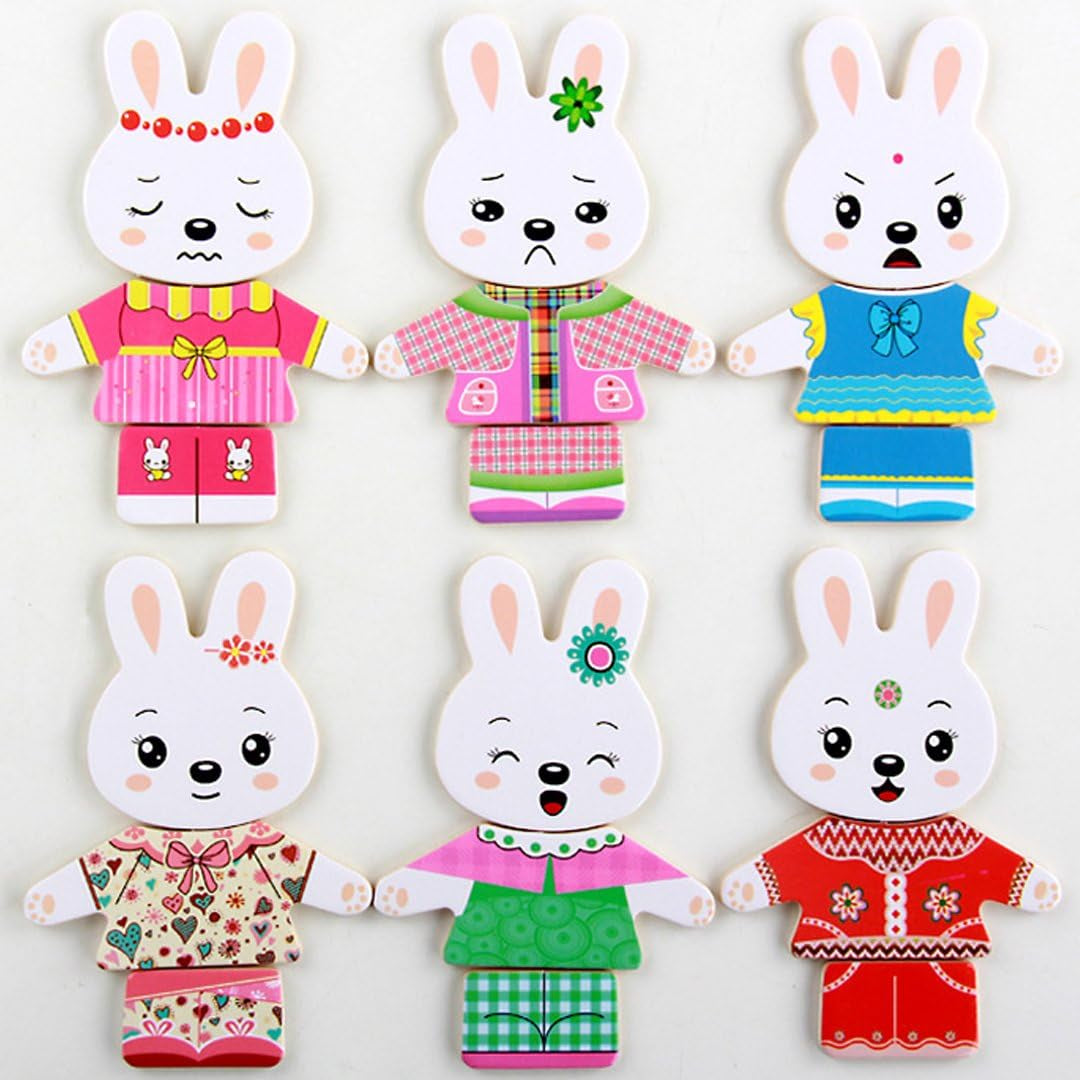 Wooden Jigsaw Puzzle 72 Pcs Kids Early Educational Toys Dress-Up Puzzle Set