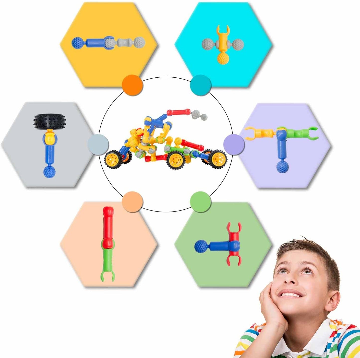 Building Blocks for Kids, 170 Pcs STEM Toys for Boys and Girls, Safe and Creative Toy for Age 3+, Educational Activities (170 PCS)