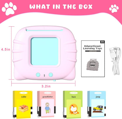 Toddler Talking Flash Cards for 1 2 3 4 5 Year Old Boys and Girls - Language Sensory Learning Device with 224 Sight Words - Montessori,Pocket Speech Therapy,Autism Toys,Christmas Birthday Gift - Pink
